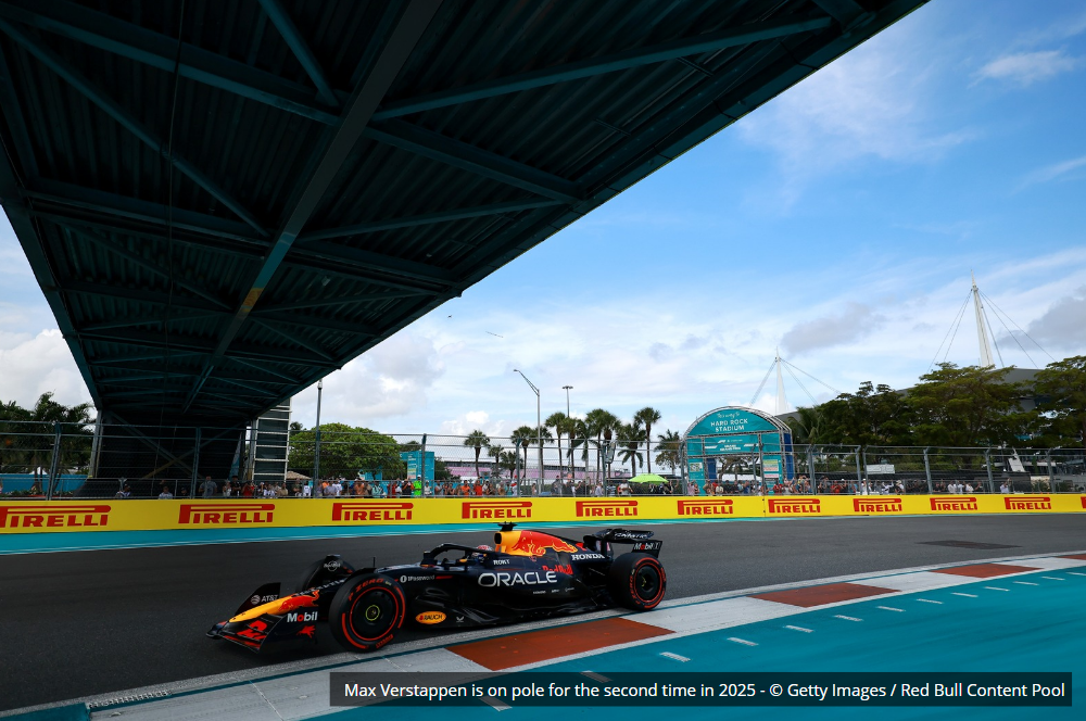 Max Verstappen vibing on pole in Miami