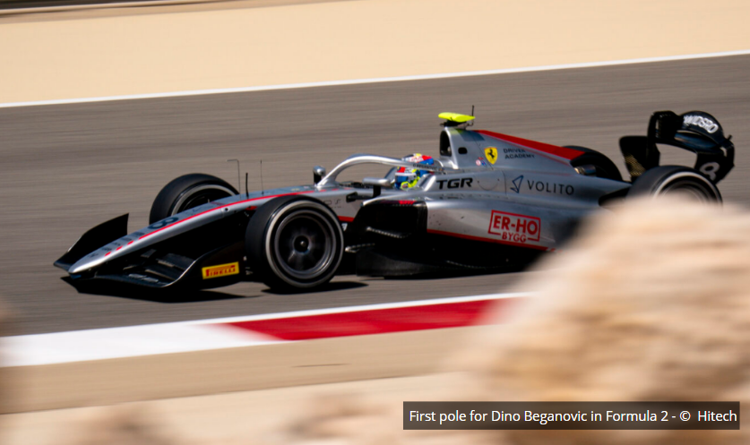 Dino Beganovic on pole under a red flag