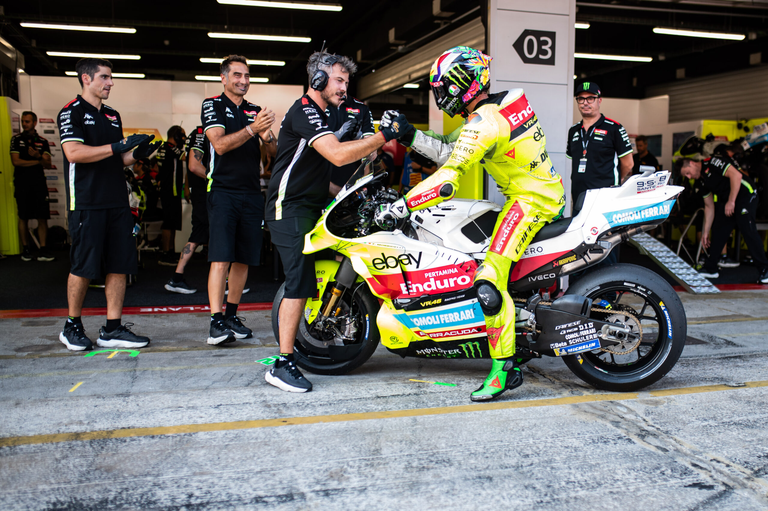 Franco Morbidelli in the garage