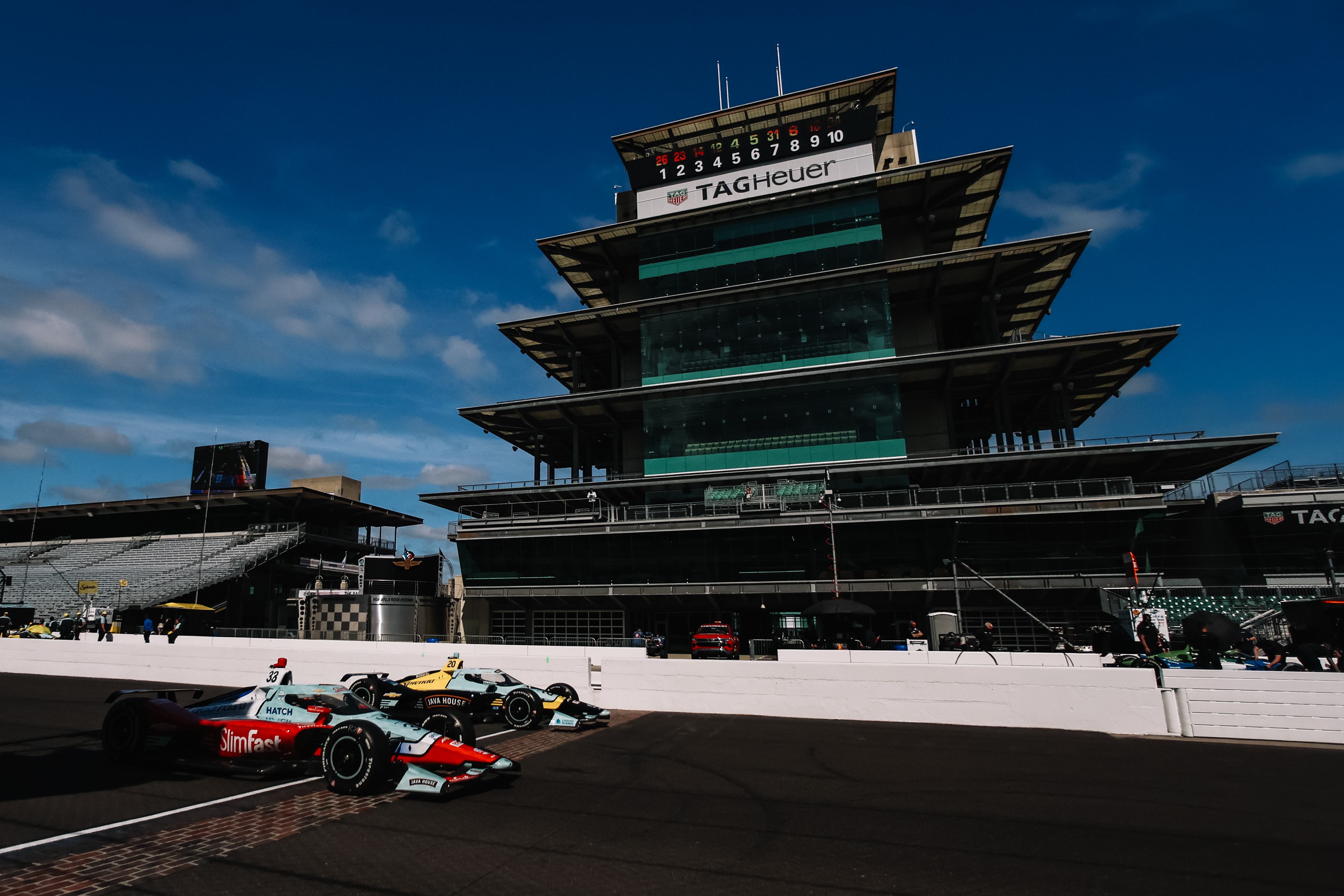 ECR teammates Ed Carpenter and Alexander Rossi on track for the IndyCar Indianapolis 500 Open Test