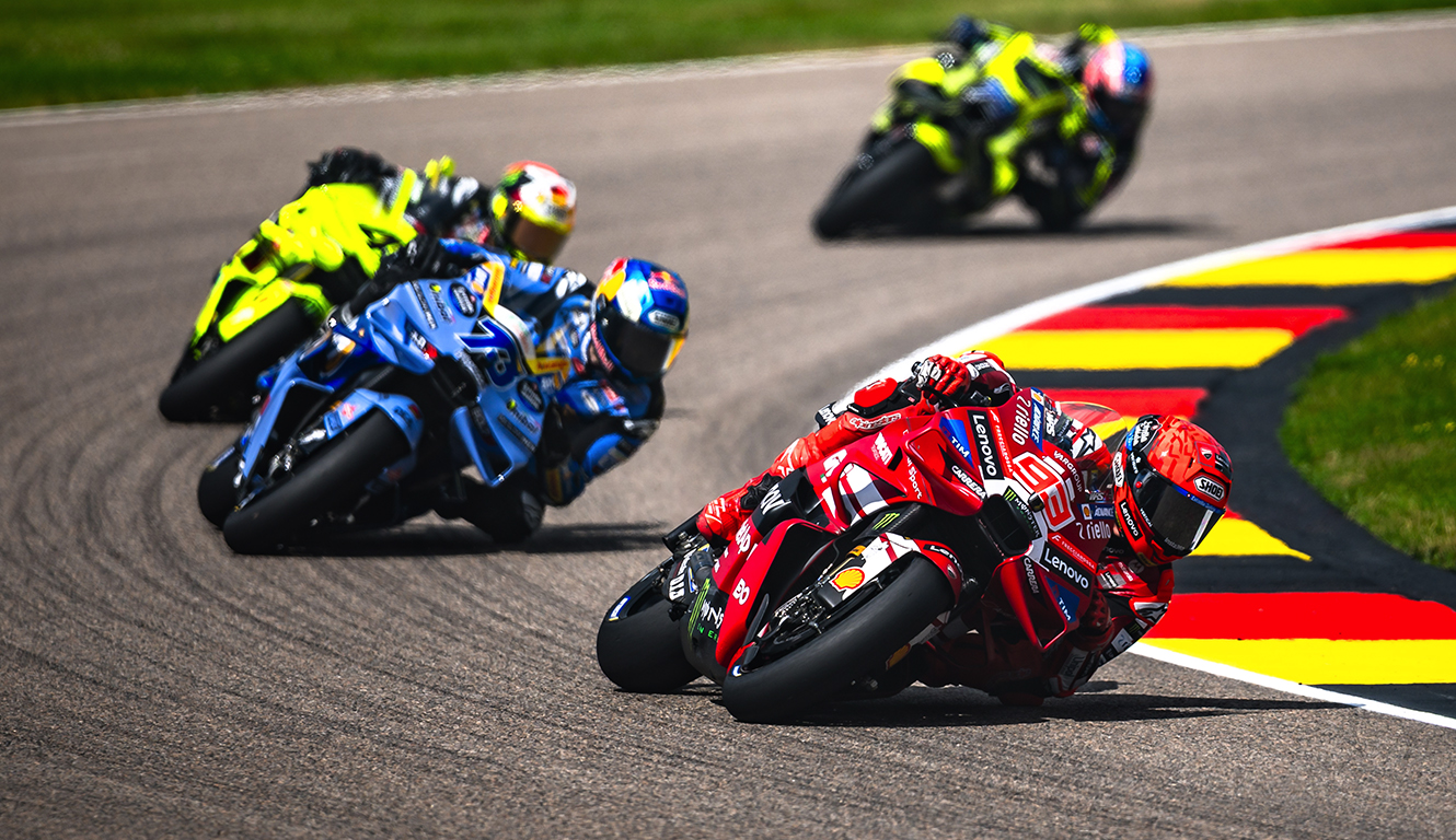 King of the Ring, Marc Márquez on track at the Sachsenring for the MotoGP German GP.