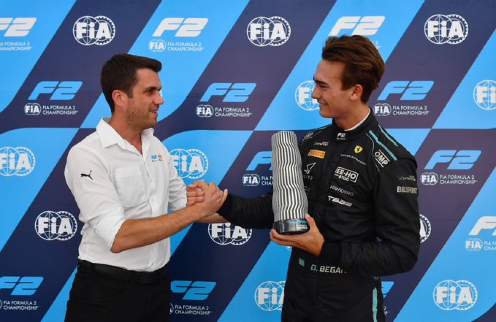 Beganovic accepts the pole position award for F2 pole